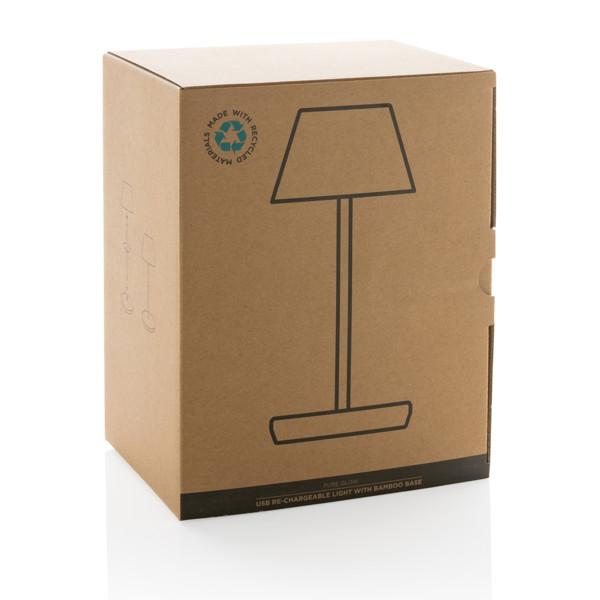 USB stolná lampa Pure Glow z RCS recykl. plastu, biela