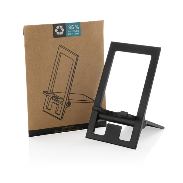Skládací stojánek na telefon SnapStand z RCS recykl. plastu - Černá