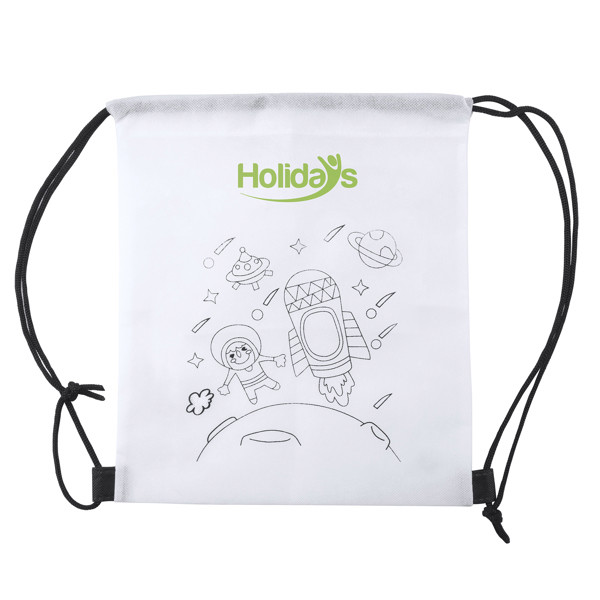 Personalized kids drawstring backpack in non-woven with coloring design