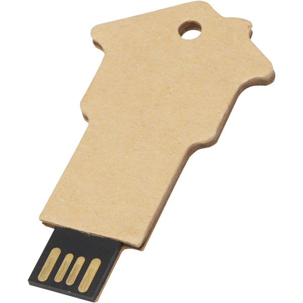 Clé USB 2.0 en papier recyclé en forme de maison - Marron kraft / 4GB