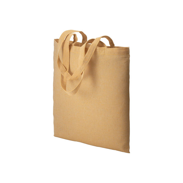 150 G/M2 Recycled Cotton Shopping Bag, Melange Effect, Long Handles - Yellow