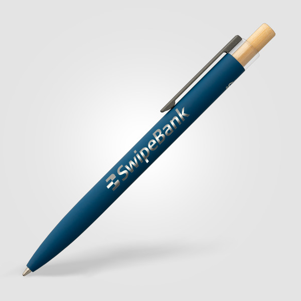 Stylo Reborn Deluxe en aluminium recyclé - Bleu marine / Laser