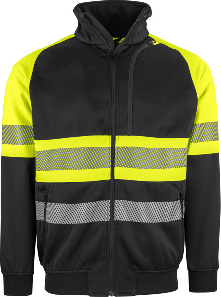 Safety Sweat Jacket ProJob | 6120 Sweatshirt HV - Hi Vis Yellow / Black / XL