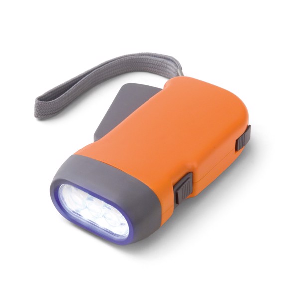 EDDIE. Dynamo torch with 3 LEDs - Orange