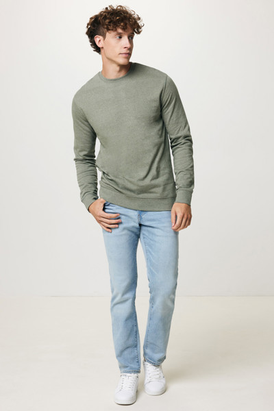 Pull à col rond en coton recyclé non teinté Iqoniq Denali - Heather Green / XL