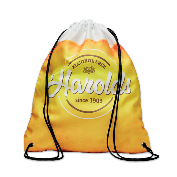 Full colour soft touch, durable twill polyester drawstring bag - Full colour