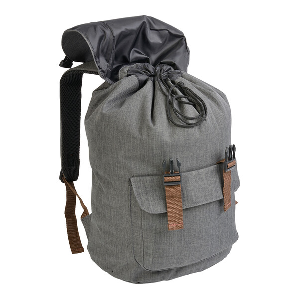 Polyester, Two-Tone Melange-Effect Backpack With 2 Pockets - Grey