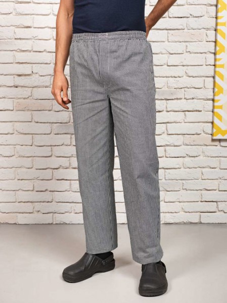 Chef's Pull-On Trousers - Black / White Check / 2XL