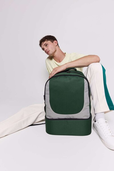 Sports Bag With Semirigid Bottom - Forest Green / Light Grey