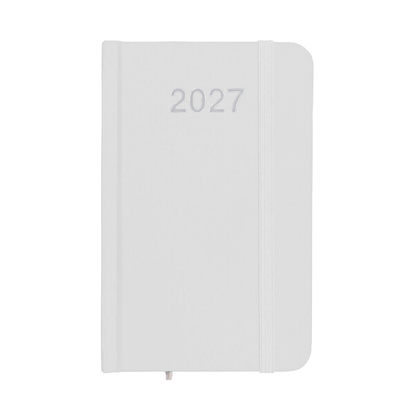 Agenda Tascabile Settimanale 2027, Copertina Rigida In Cartoncino Laminato - Bianco