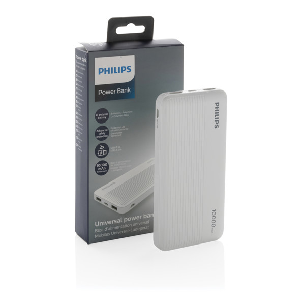 Philips 10.000 mAh slim powerbank, hvid