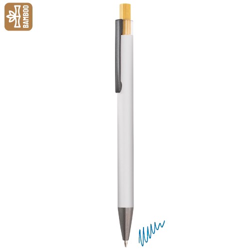 <p>STYLO EN ALUMINIUM/BAMBOU “NOAM”</p> - Blanc