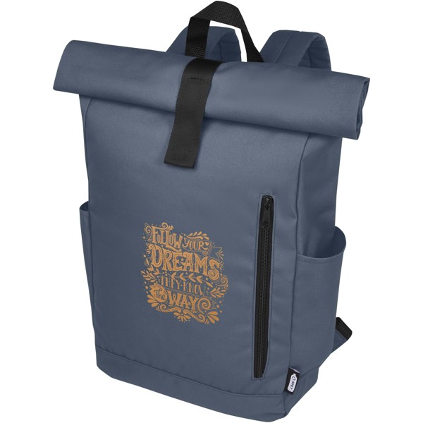 Sac à dos Byron de 18 L en RPET GRS 15,6" avec dessus enroulable - Bleu hale