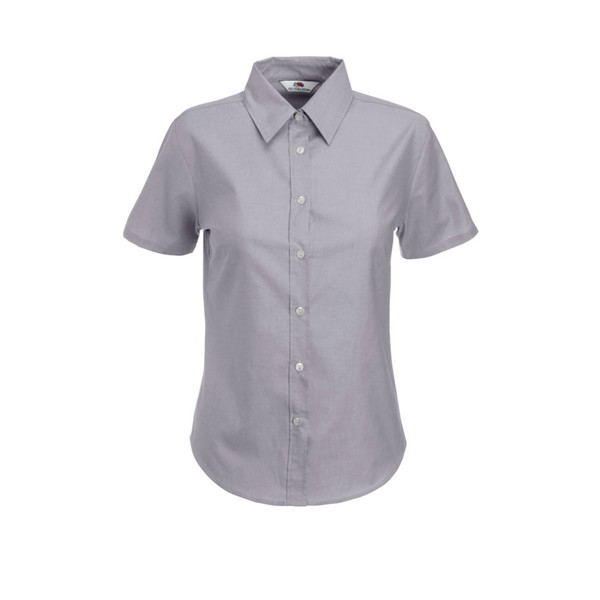 Camisa Oxford Ladies Manga Curta 135G - 70% Algodão/ 30% Poliéster - Cinza Claro / XL