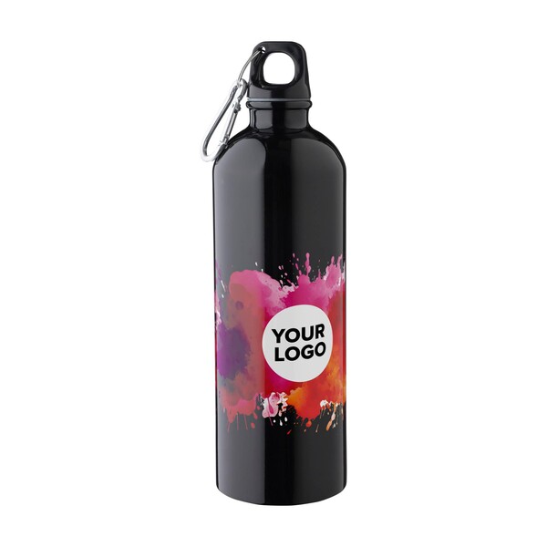 Jednoplášťová fľaša z recyklovanej nehrdzavejúcej ocele (750 ml) Emeric - Čierna