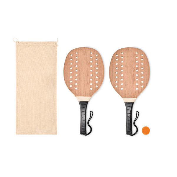 Leseni komplet za tenis na mivki Palas, ročaj PU