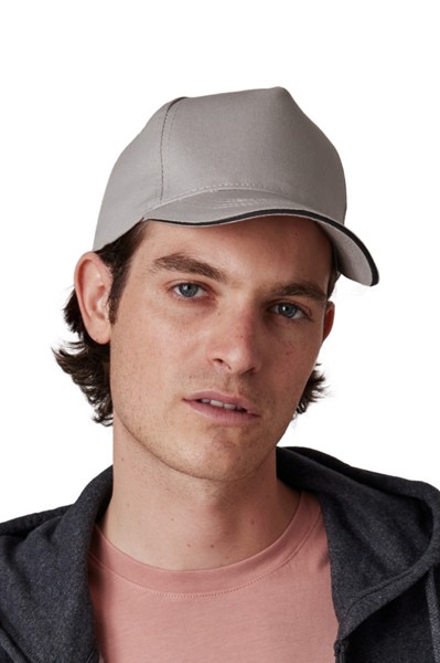 Sandwich Peak Cap - 5 Panels - White / Navy