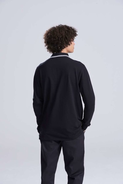 Polo majica dugih rukava s vrhom 100 - Bijela / Deep Crna / M