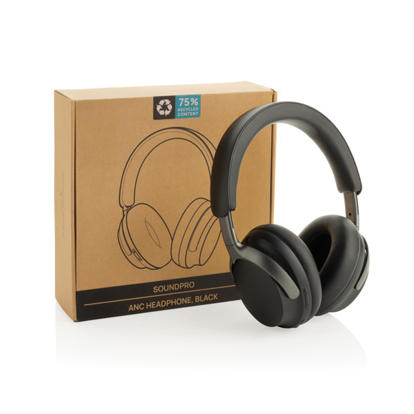 Casque ANC en plastique recyclé RCS Soundpro - Noir