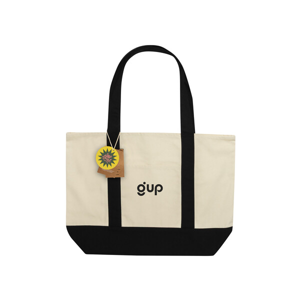 SHOP LOCAL AWARE™ recyklovaná bavlnená taška tote s gramážou - Čierna