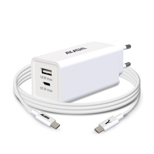 ATSUI - PACK CHARGEUR SECTEUR GAN ECO 65W + CABLE USB-C 65W
