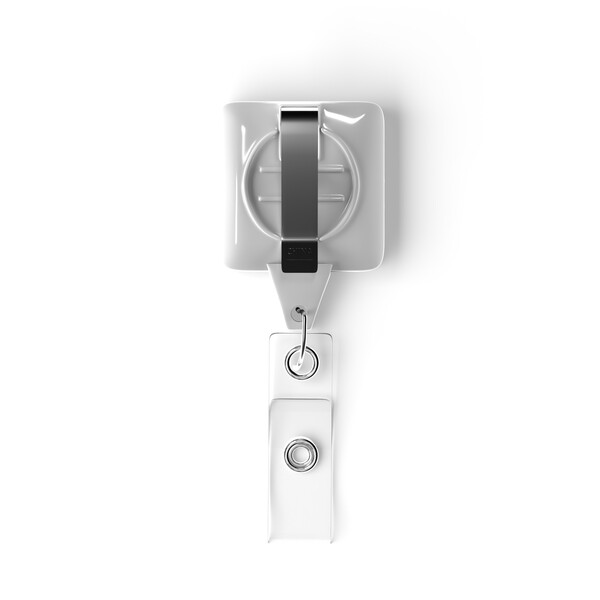 Retractable badge reel in square shape with 2.5cm2 logo - Belt Clip