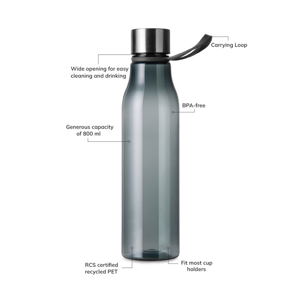 VINGA Lean RCS RPET waterbottle 800 ML - Anthracite