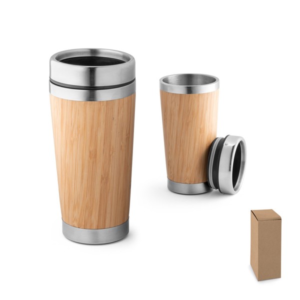 Copo de viagem em bambu e aço inoxidável 500 mL - PIETRO