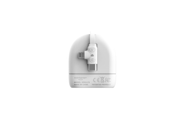 Câble rétractable USB-C et Lightning Xoopar ICE-R 60 W 1 mètre - Blanc