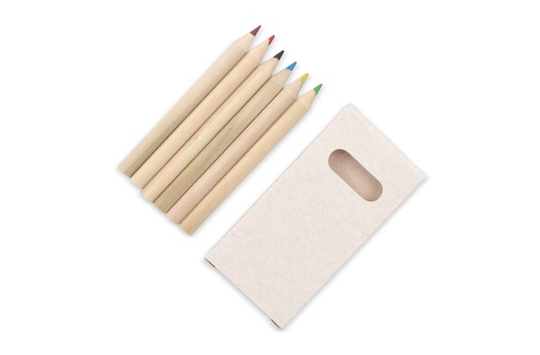 6 colouring pencils in recycled milkcarton box