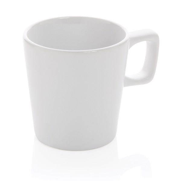 Moderna keramička šalica za kavu 300 ml - Bijela / Bijela