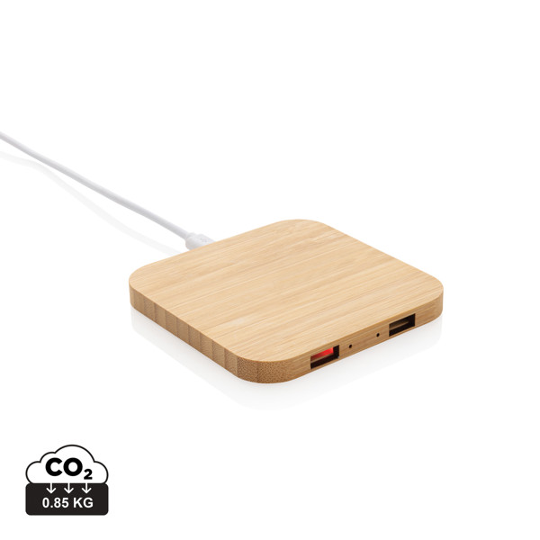 Bambusov bežični punjač 10W s USB-om