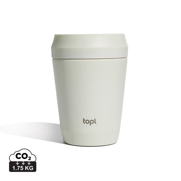 Topl Recycled Staal To Go beker gepatenteerd 360 Lid 235ml - Wit