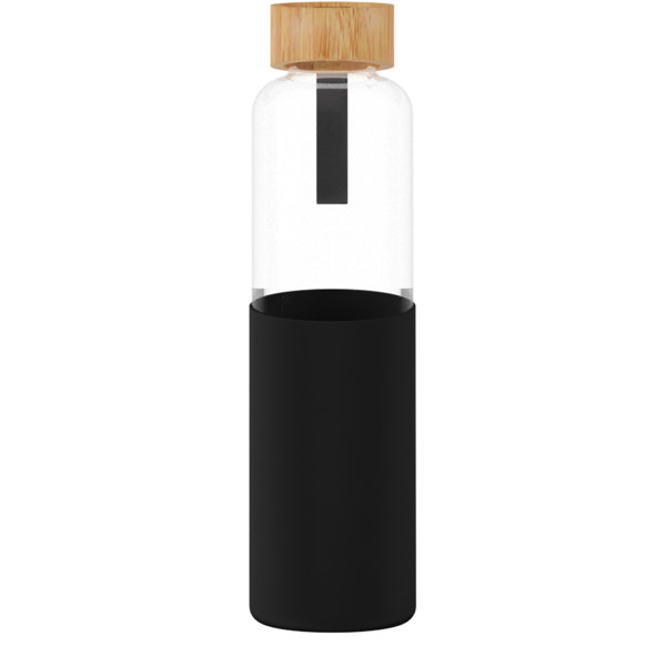 SCX.design D21 550 ml borosilicate glass bottle with recycled silicone sleeve and bamboo lid