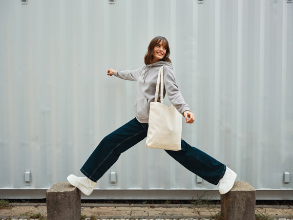 Sac shopping type Tote bag Impact en coton recyclé AWARE™ - Blanc Cassé