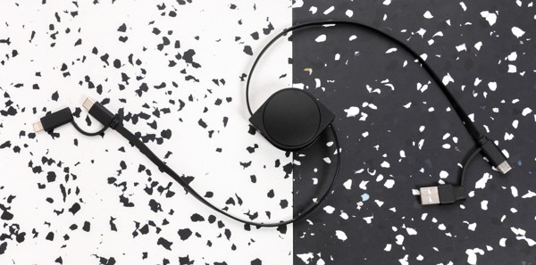 Nabíjecí kabel 6 v 1 z RCS recyklovaného plastu a TPE - Černá