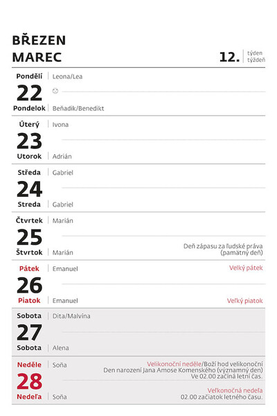 Plánovací nástěnný kalendář Trhací 2027