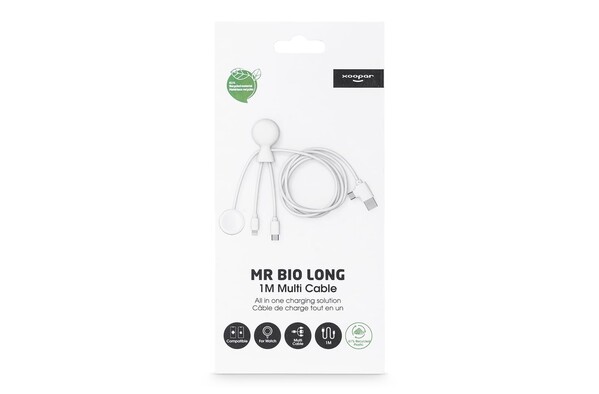 Câble multiple Xoopar Mr. Bio Long pour Apple/Samsung Watch 1 mètre - Blanc