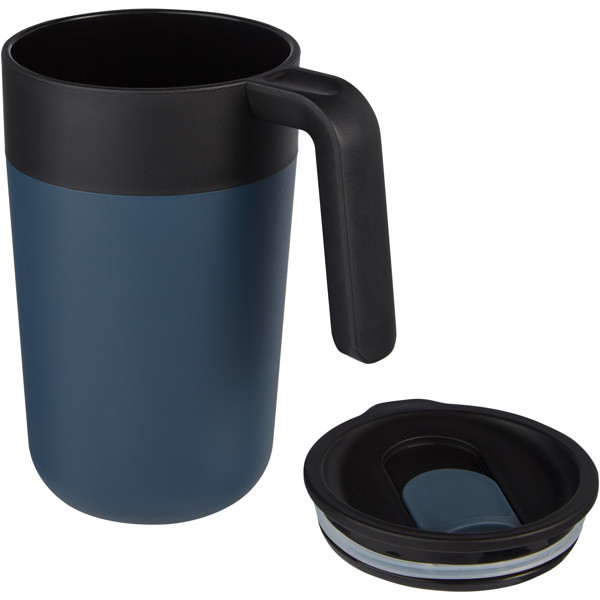 Tasse Nordia de 400 ml recyclée à double paroi - Bleu foncé