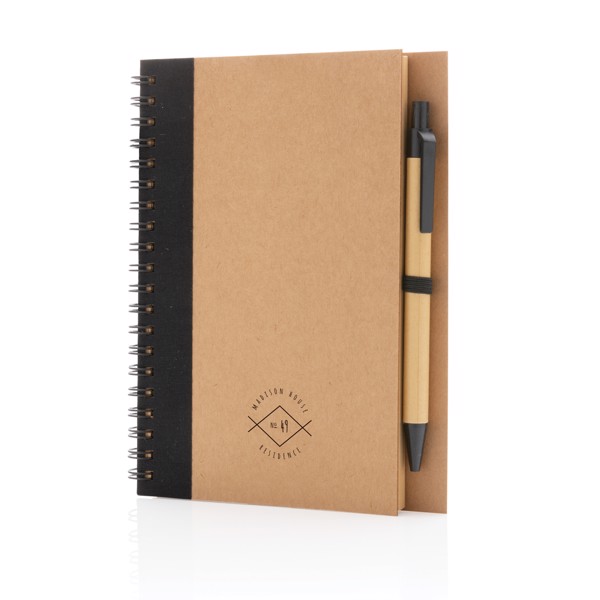 Kraft spiral notebook with pen - Black