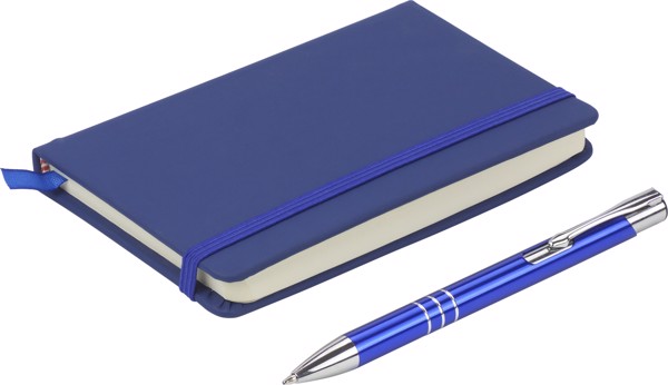 PU notebook with aluminium ballpen - Black