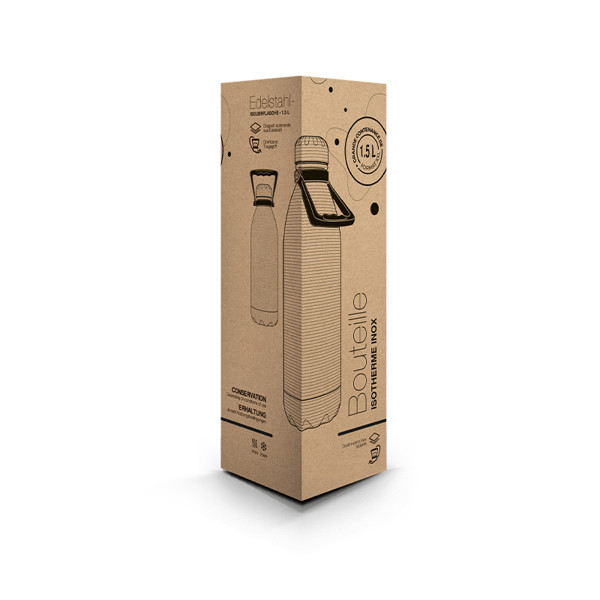 BOUTEILLE GOURDE 1,5 L ISOTHERME DOUBLE-PAROI INOX AVEC POIGNEE