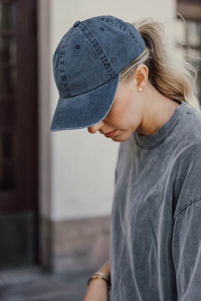 Casquette à 6 panneaux en coton sergé délavée BEAU AWARE™ - Bleu Marine