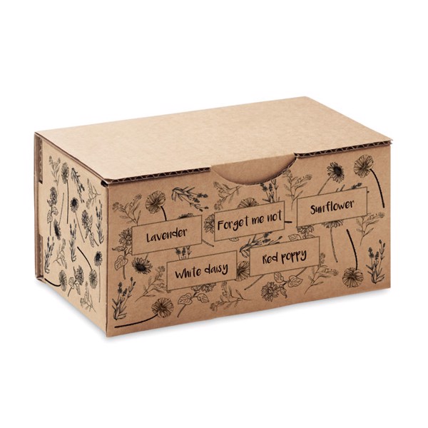 Flower growing kit, 5 seed types,paper box