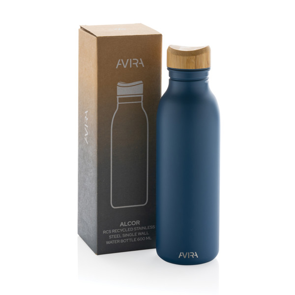 Bouteille d'eau 600ml en acier Avira Alcor RCS - Bleu Marine