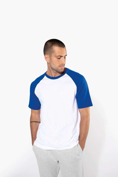 Baseball - Short-Sleeved Two-Tone T-Shirt - White / Black / M