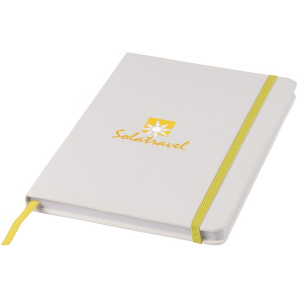 Spectrum A5 white notebook with coloured strap - White / Yellow