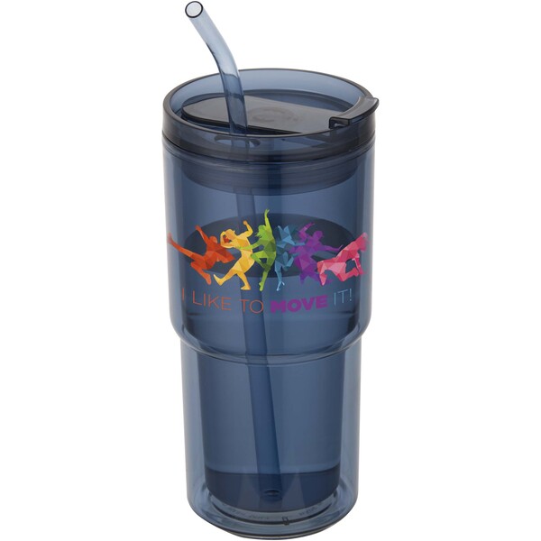 Archer 480 ml double wall plastic tumbler - Ocean Blue
