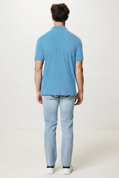 Polo en coton piqué et recyclé Iqoniq Yosemite - Tranquil Blue / S