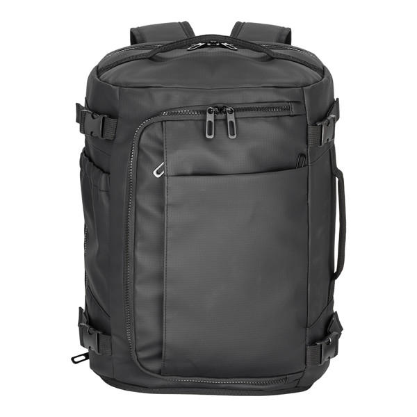 Cabin Size Travel Backpack With Laptop Holder (15) In 600D Polyester With Pu Coating - Black